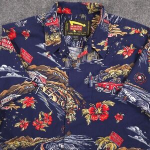 In-N-Out Burger Hawaiian Camp Shirt Mens L Blue Luau Drive Thru AOP Short Sleeve